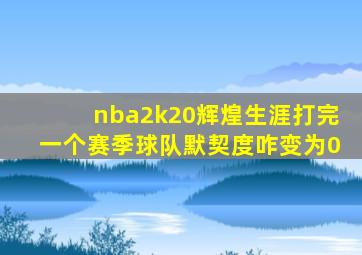 nba2k20辉煌生涯打完一个赛季球队默契度咋变为0