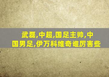 武磊,中超,国足主帅,中国男足,伊万科维奇谁厉害些