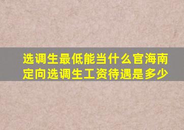 选调生最低能当什么官海南定向选调生工资待遇是多少