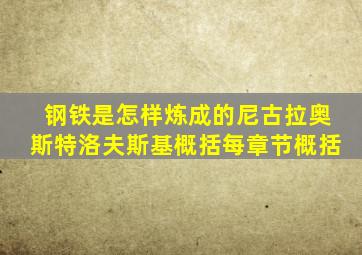 钢铁是怎样炼成的尼古拉奥斯特洛夫斯基概括每章节概括